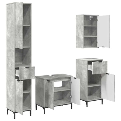 vidaXL Bathroom Furniture Set Concrete Grey Engineered wood, Metal 2