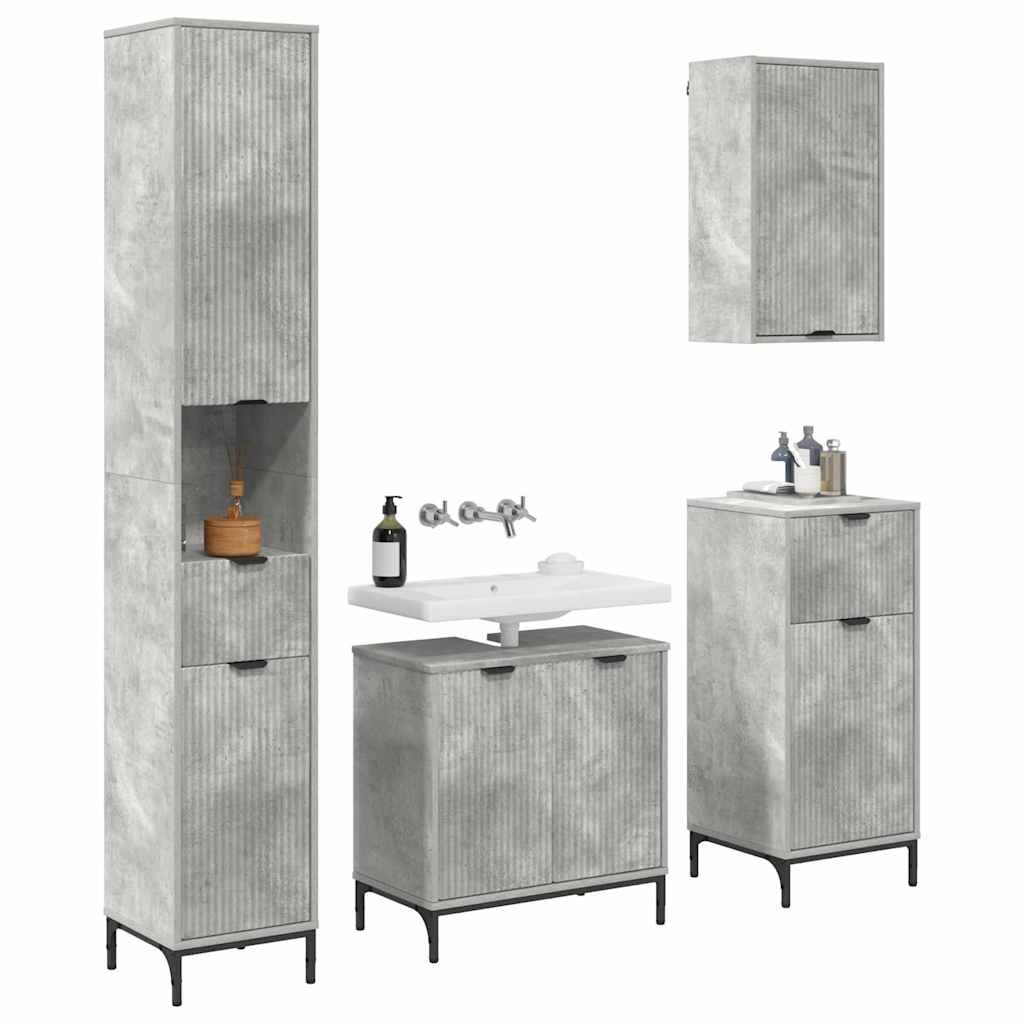 vidaXL Bathroom Furniture Set Concrete Grey Engineered wood, Metal 3