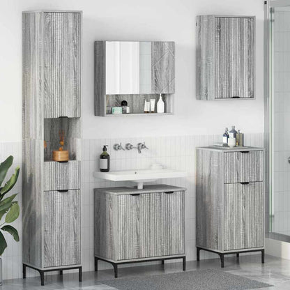 vidaXL Bathroom Furniture Set 4 pcs Grey Sonoma Engineered wood, Metal 1
