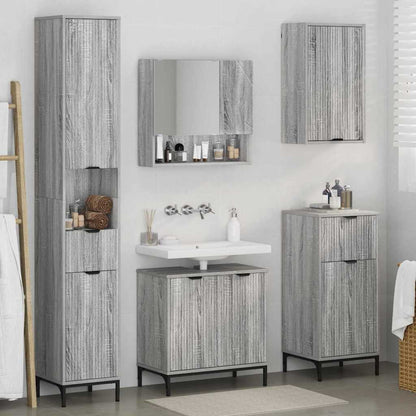 vidaXL Bathroom Furniture Set 4 pcs Grey Sonoma Engineered wood, Metal 4