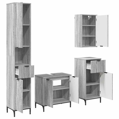 vidaXL Bathroom Furniture Set 4 pcs Grey Sonoma Engineered wood, Metal 2