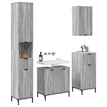 vidaXL Bathroom Furniture Set 4 pcs Grey Sonoma Engineered wood, Metal 3