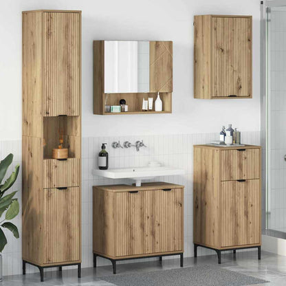 vidaXL Bathroom Furniture Set 4 pcs Artisan Oak Engineered wood, Metal 1