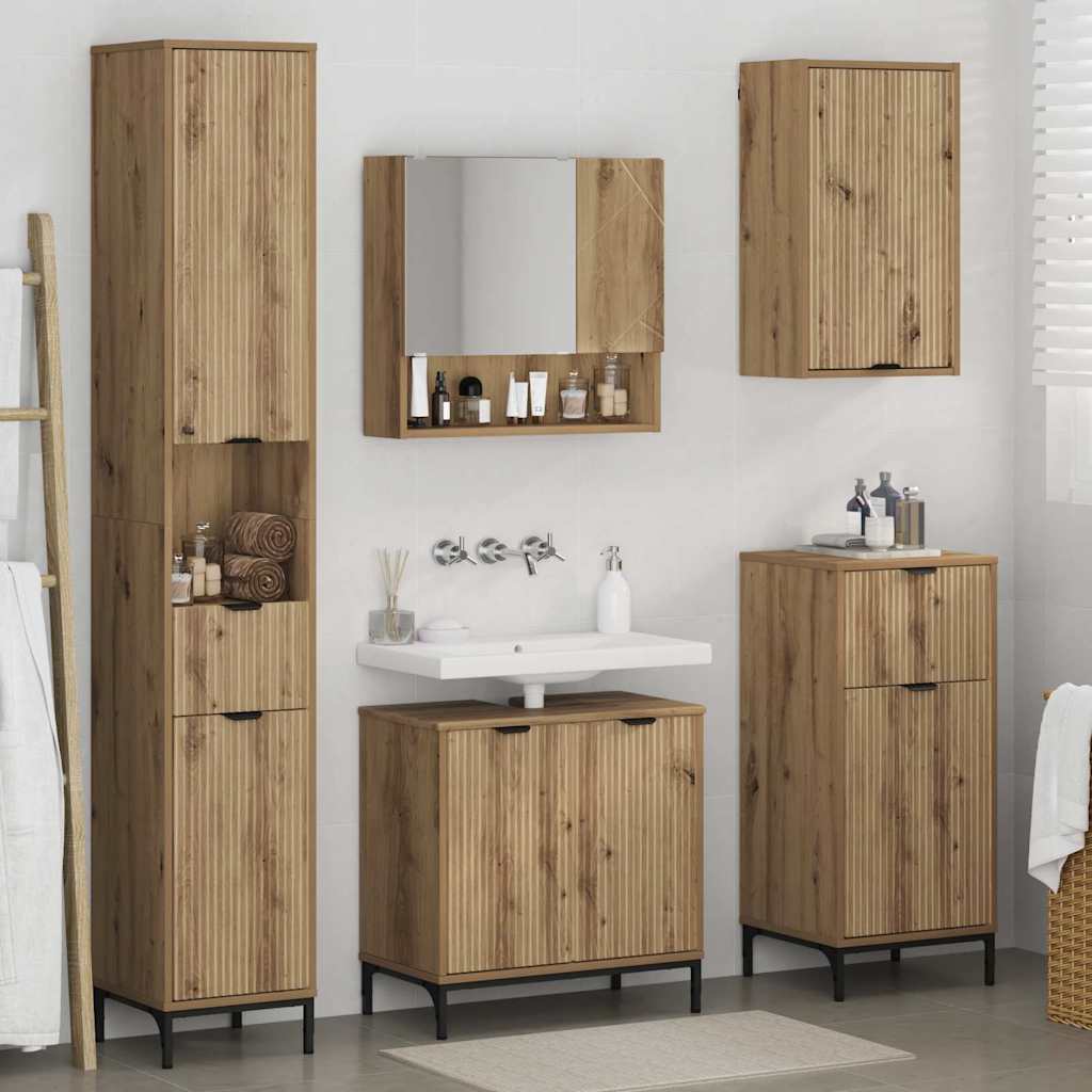 vidaXL Bathroom Furniture Set 4 pcs Artisan Oak Engineered wood, Metal 4