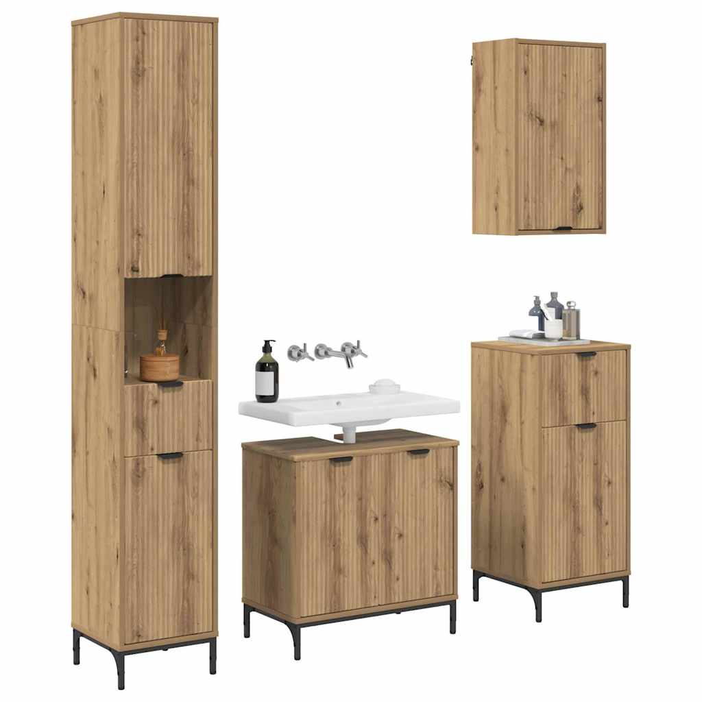 vidaXL Bathroom Furniture Set 4 pcs Artisan Oak Engineered wood, Metal 3