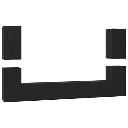 7 Piece TV Cabinet Set Engineered Wood Black oak 180 cm