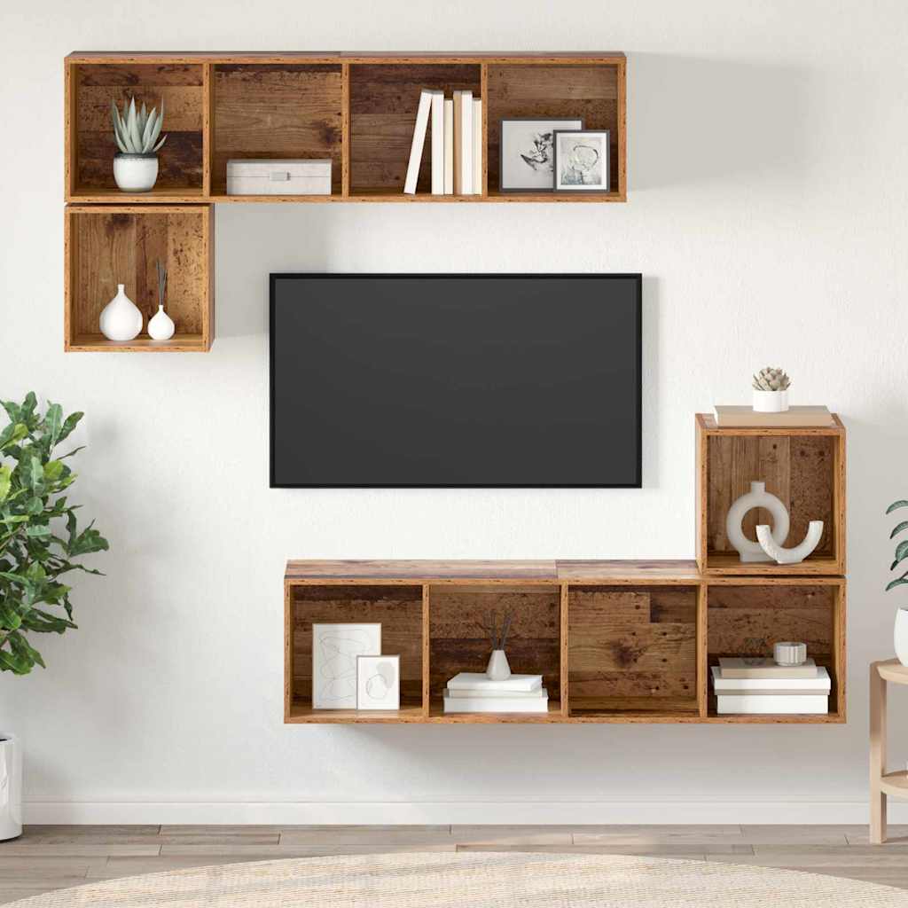 4 Piece TV Cabinet Set Engineered Wood Old wood