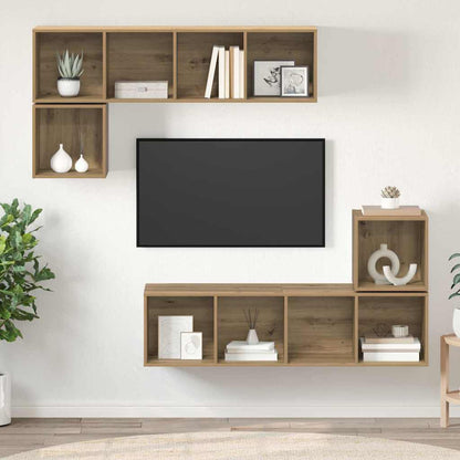 4 Piece TV Cabinet Set Engineered Wood Artisan oak