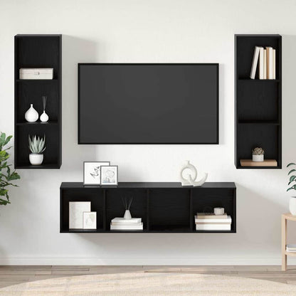 3 Piece TV Cabinet Set Engineered Wood Black oak