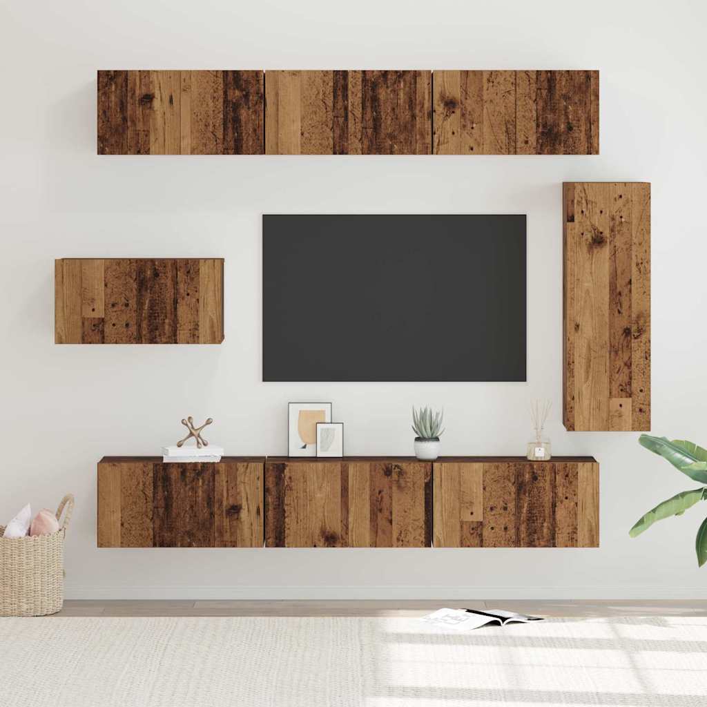 vidaXL TV Cabinet Set 8 pcs Old Wood Engineered Wood 1
