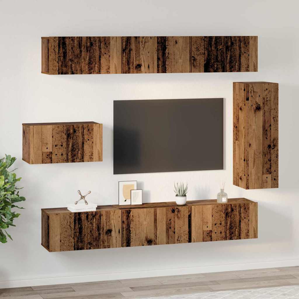 vidaXL TV Cabinet Set 8 pcs Old Wood Engineered Wood 4