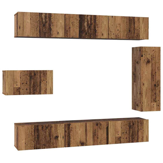 vidaXL TV Cabinet Set 8 pcs Old Wood Engineered Wood 2