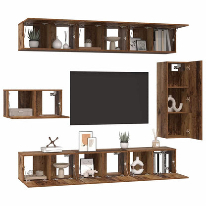 vidaXL TV Cabinet Set 8 pcs Old Wood Engineered Wood 3