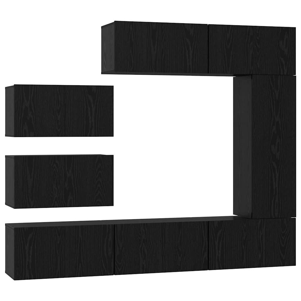 vidaXL TV Cabinet Set 8 pcs Black Oak Engineered Wood 2