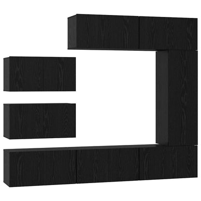 vidaXL TV Cabinet Set 8 pcs Black Oak Engineered Wood 2