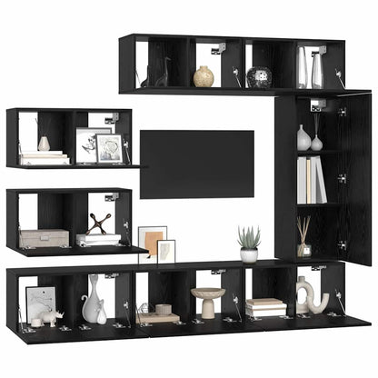 vidaXL TV Cabinet Set 8 pcs Black Oak Engineered Wood 3