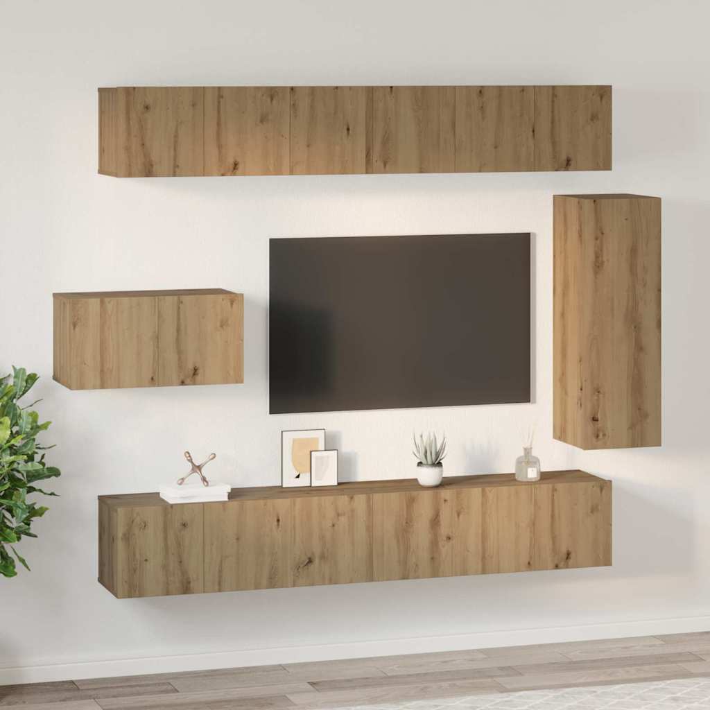 vidaXL TV Cabinet Set 8 pcs Artisan Oak Engineered Wood 4