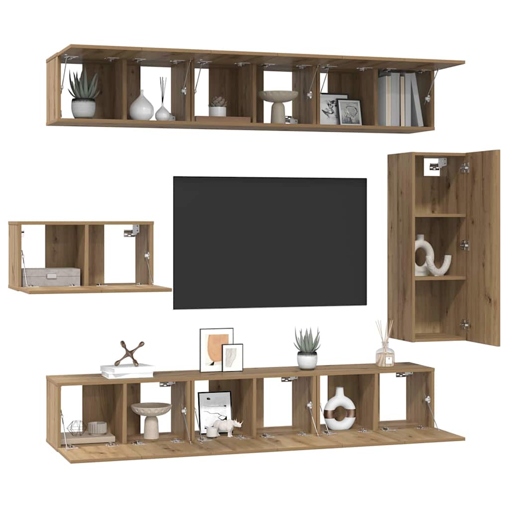 vidaXL TV Cabinet Set 8 pcs Artisan Oak Engineered Wood 3