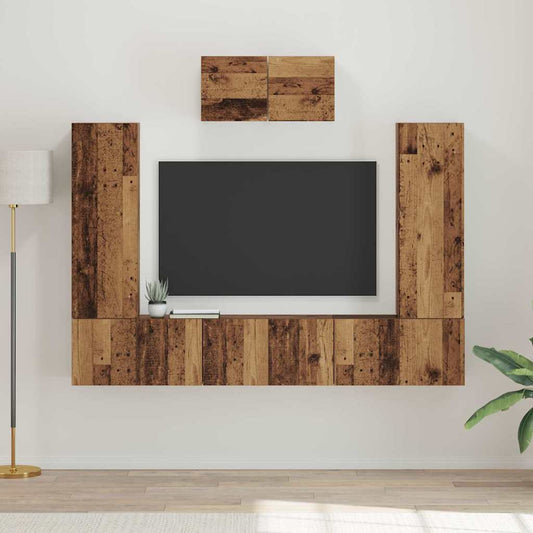 vidaXL TV Cabinet Set 7 pcs Old Wood Engineered Wood 1