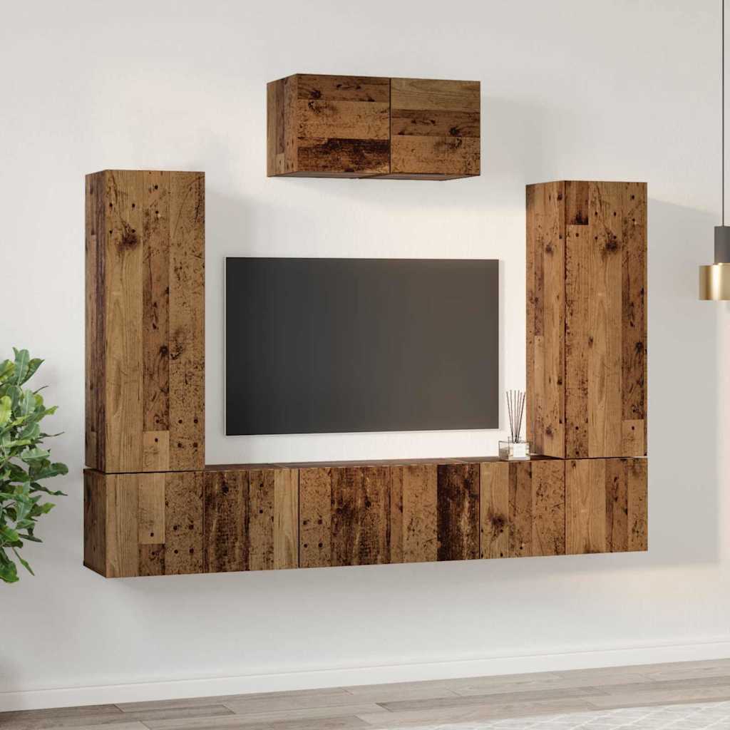 vidaXL TV Cabinet Set 7 pcs Old Wood Engineered Wood 4