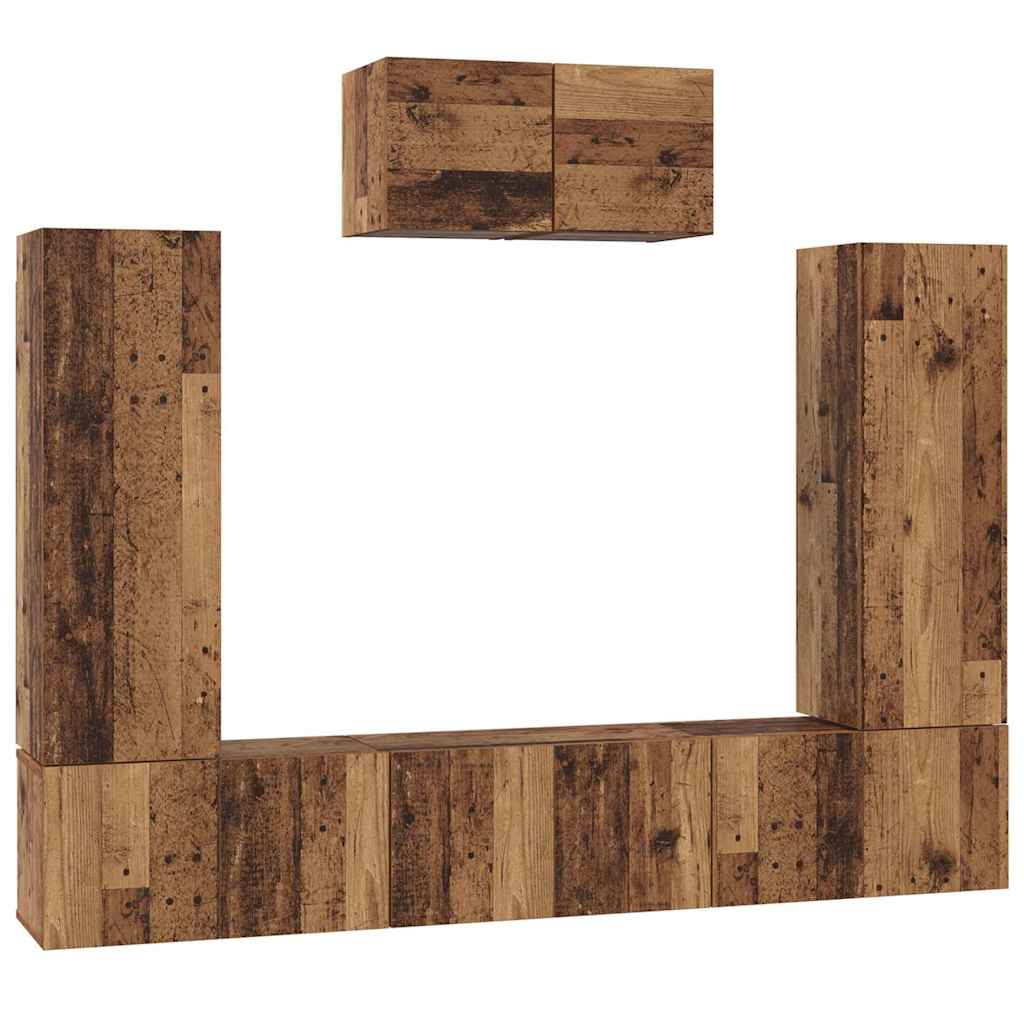 vidaXL TV Cabinet Set 7 pcs Old Wood Engineered Wood 2