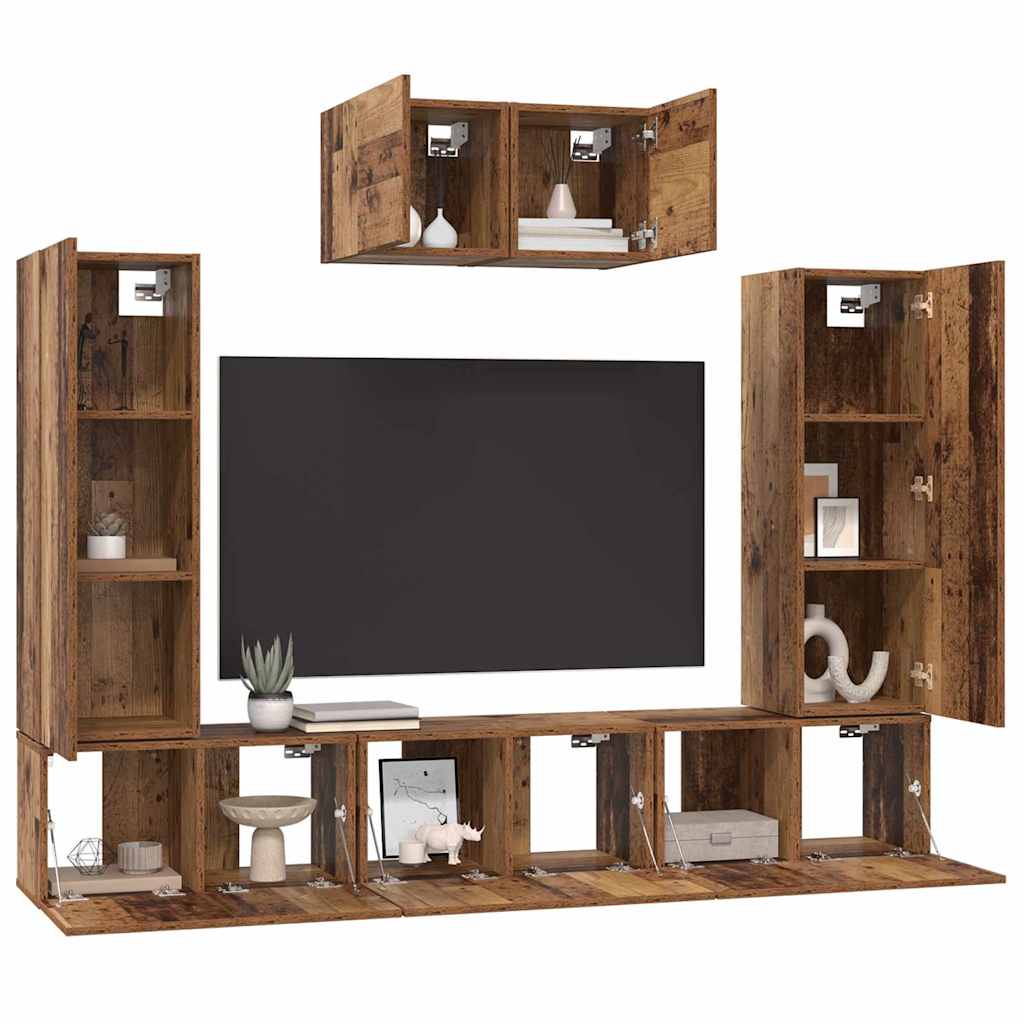 vidaXL TV Cabinet Set 7 pcs Old Wood Engineered Wood 3
