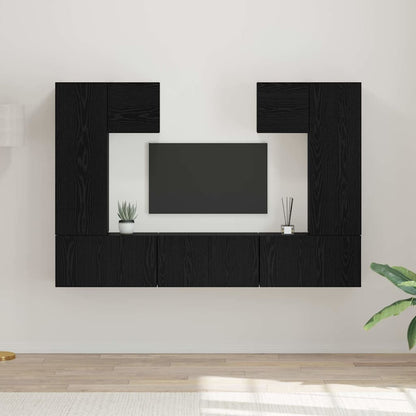 vidaXL TV Cabinet Set 7 pcs Black Oak Engineered Wood 1