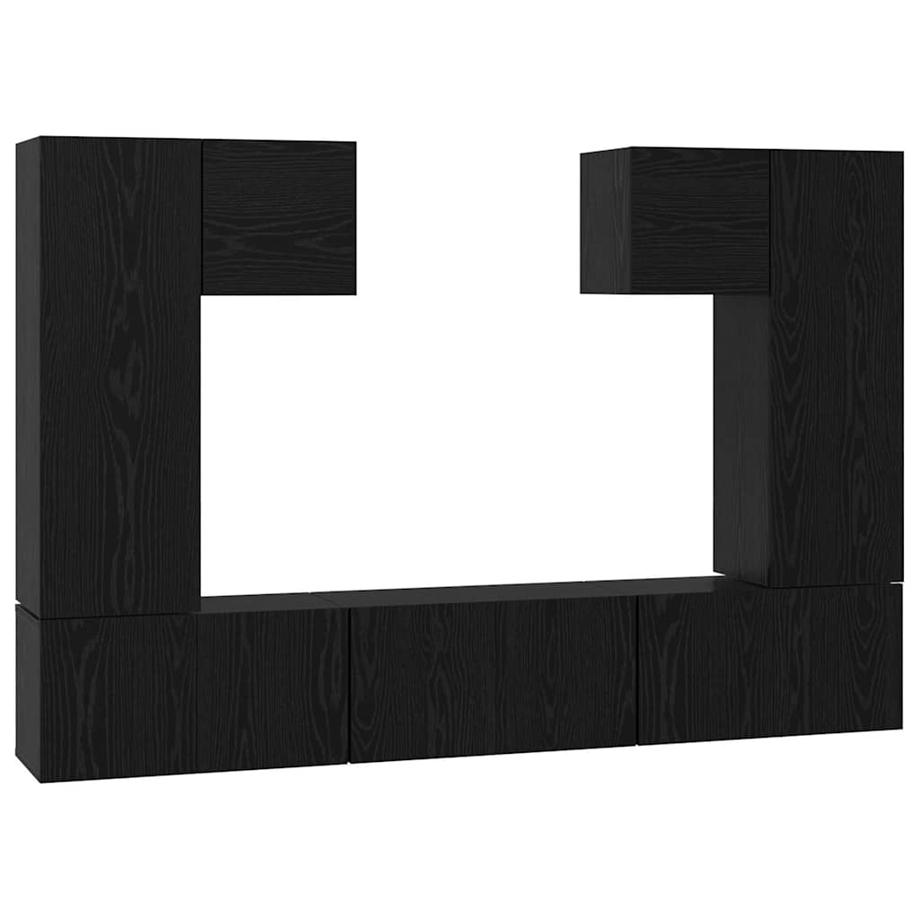vidaXL TV Cabinet Set 7 pcs Black Oak Engineered Wood 2