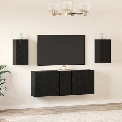 vidaXL TV Cabinet Set 7 pcs Black Oak Engineered Wood 1