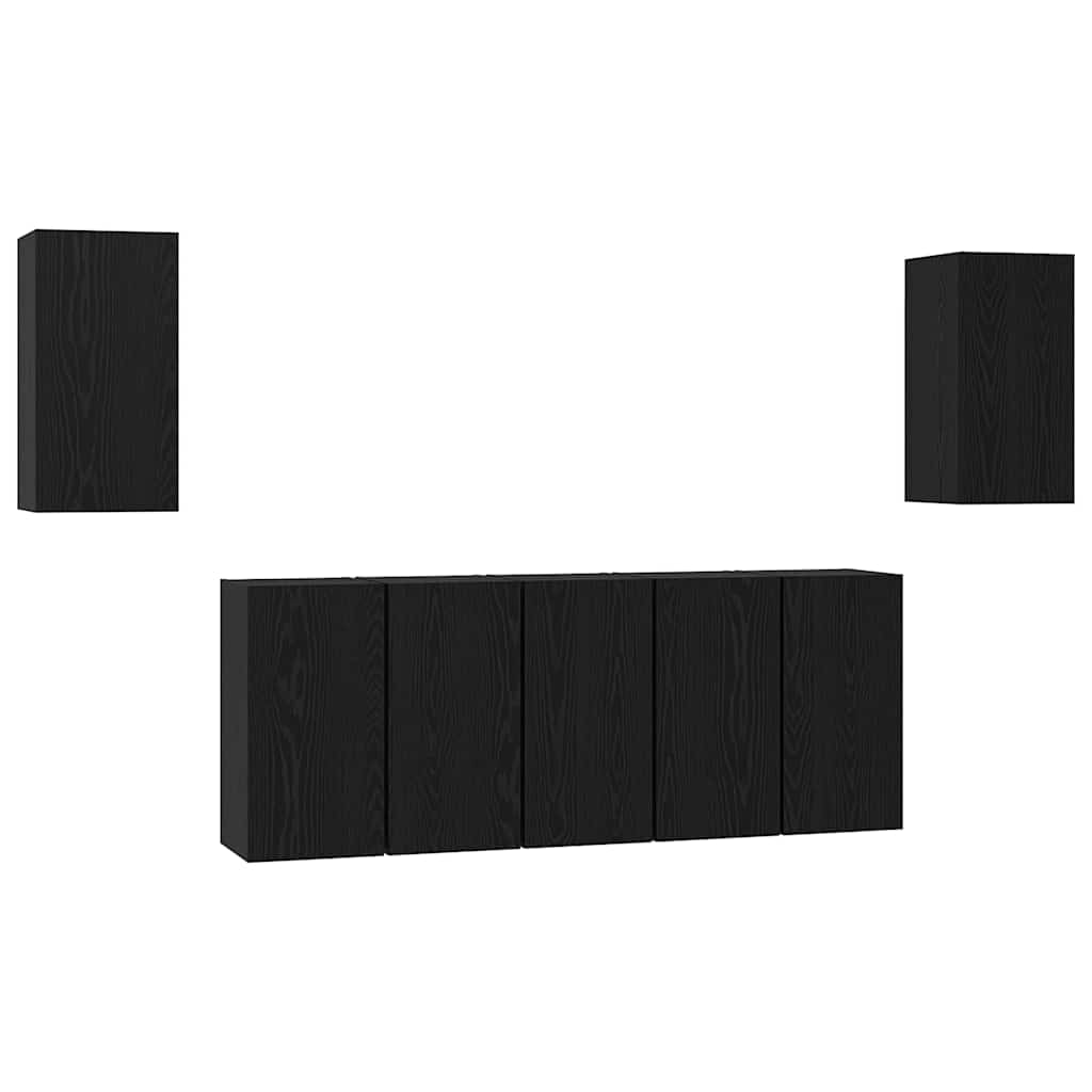 vidaXL TV Cabinet Set 7 pcs Black Oak Engineered Wood 2
