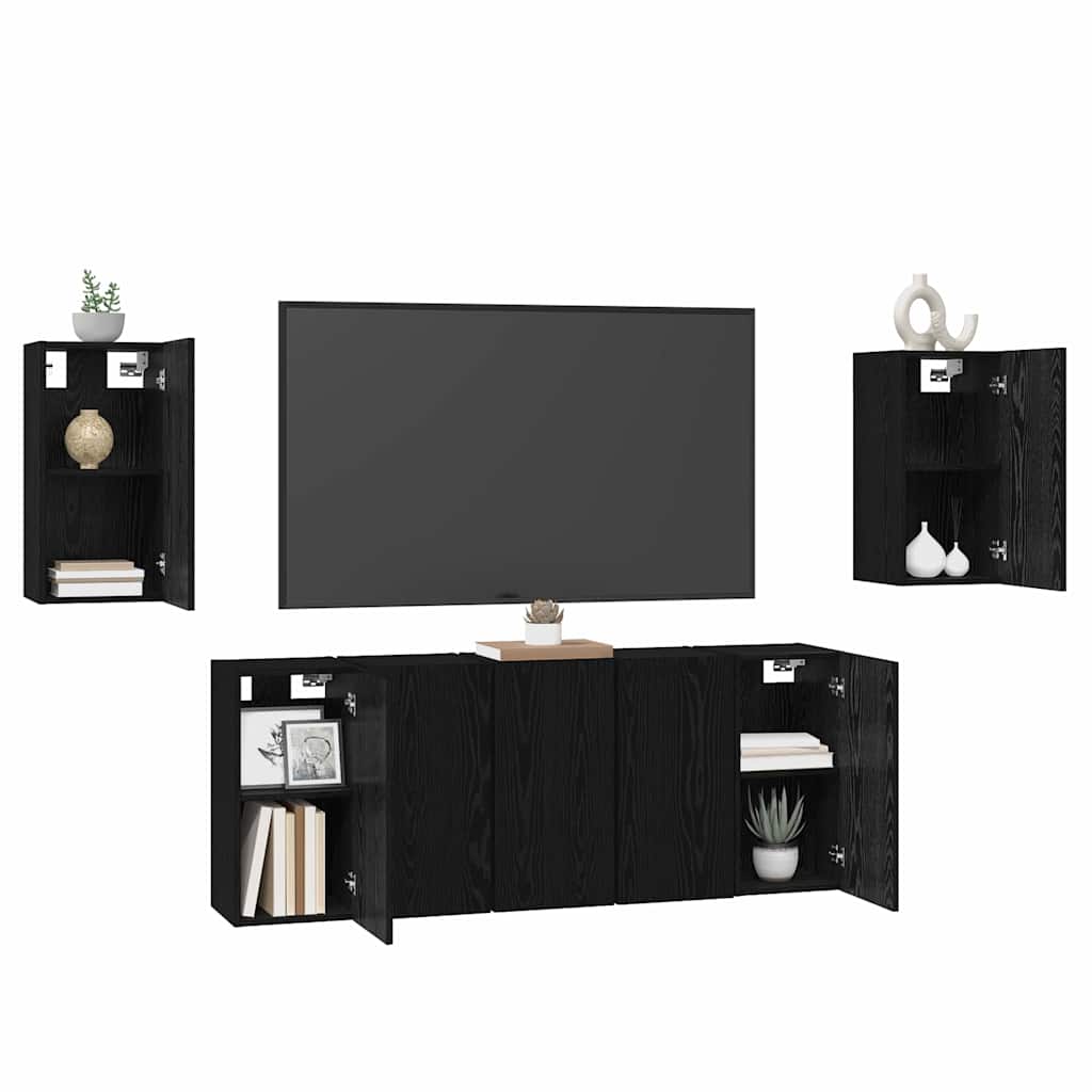 vidaXL TV Cabinet Set 7 pcs Black Oak Engineered Wood 3