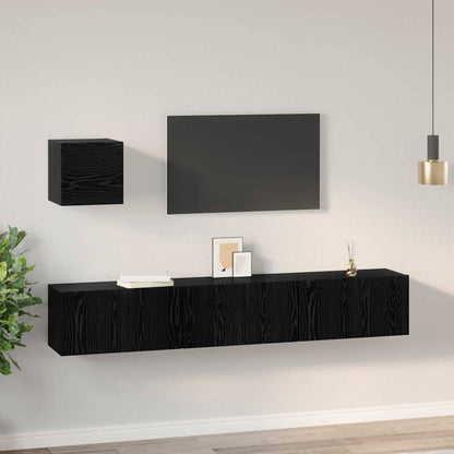 4 Piece TV Cabinet Set Engineered Wood Width 60 cm Black oak