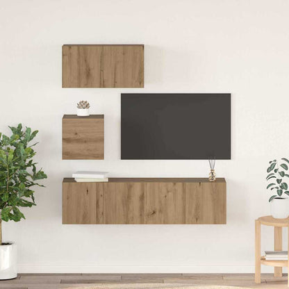 4 Piece TV Cabinet Set Engineered Wood Width 60 cm Artisan oak
