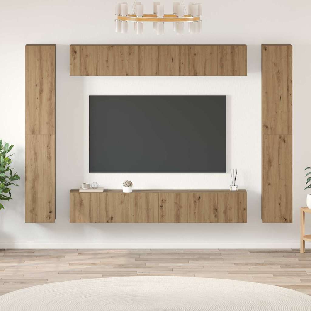 vidaXL TV Cabinet Set 10 pcs Artisan Oak Engineered Wood 1