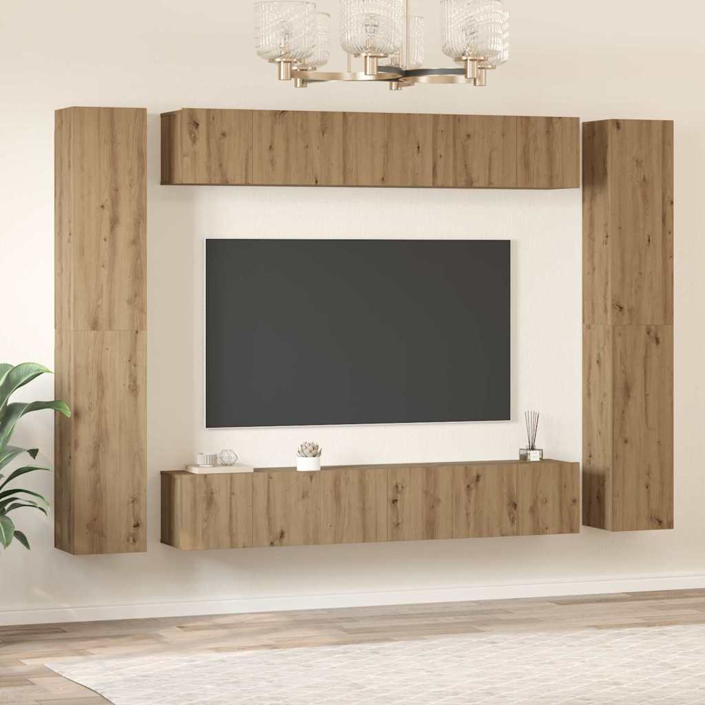 vidaXL TV Cabinet Set 10 pcs Artisan Oak Engineered Wood 4