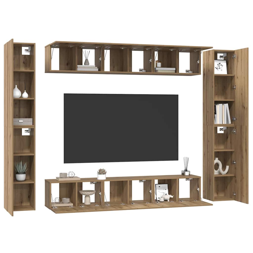 vidaXL TV Cabinet Set 10 pcs Artisan Oak Engineered Wood 3