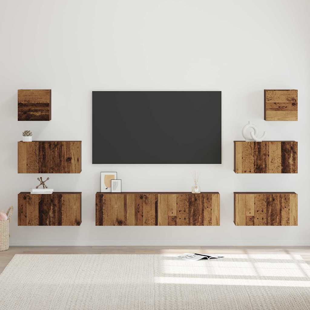 TV Cabinet Set Engineered Wood 8 Old wood 60 cm
