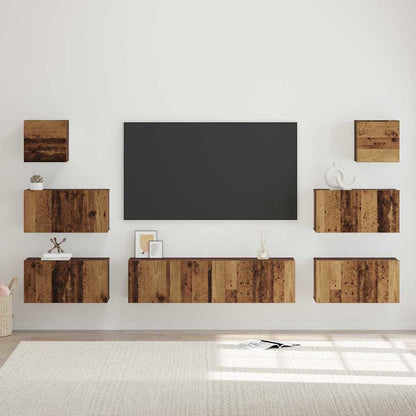 TV Cabinet Set Engineered Wood 8 Old wood 60 cm
