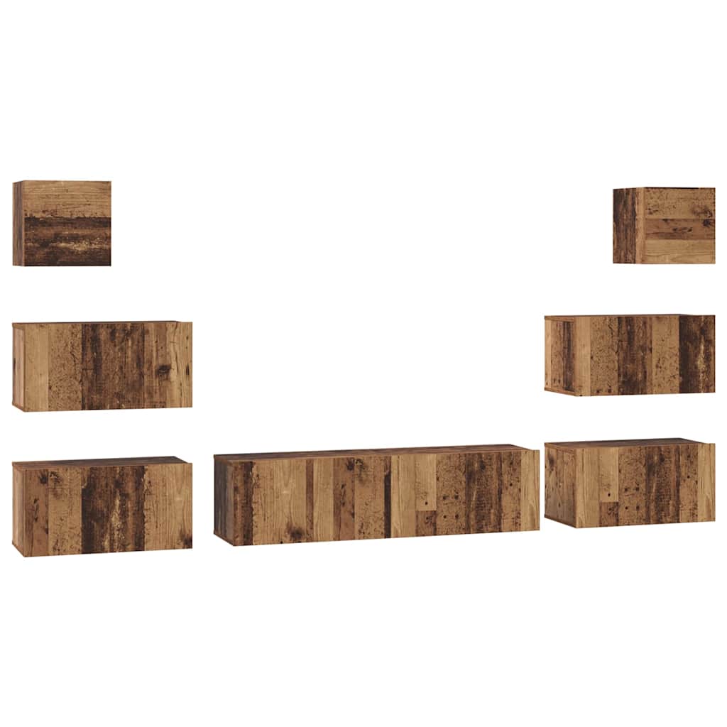 vidaXL TV Cabinet Set 8 pcs 60 x 30 x 30 cm Old Wood 2