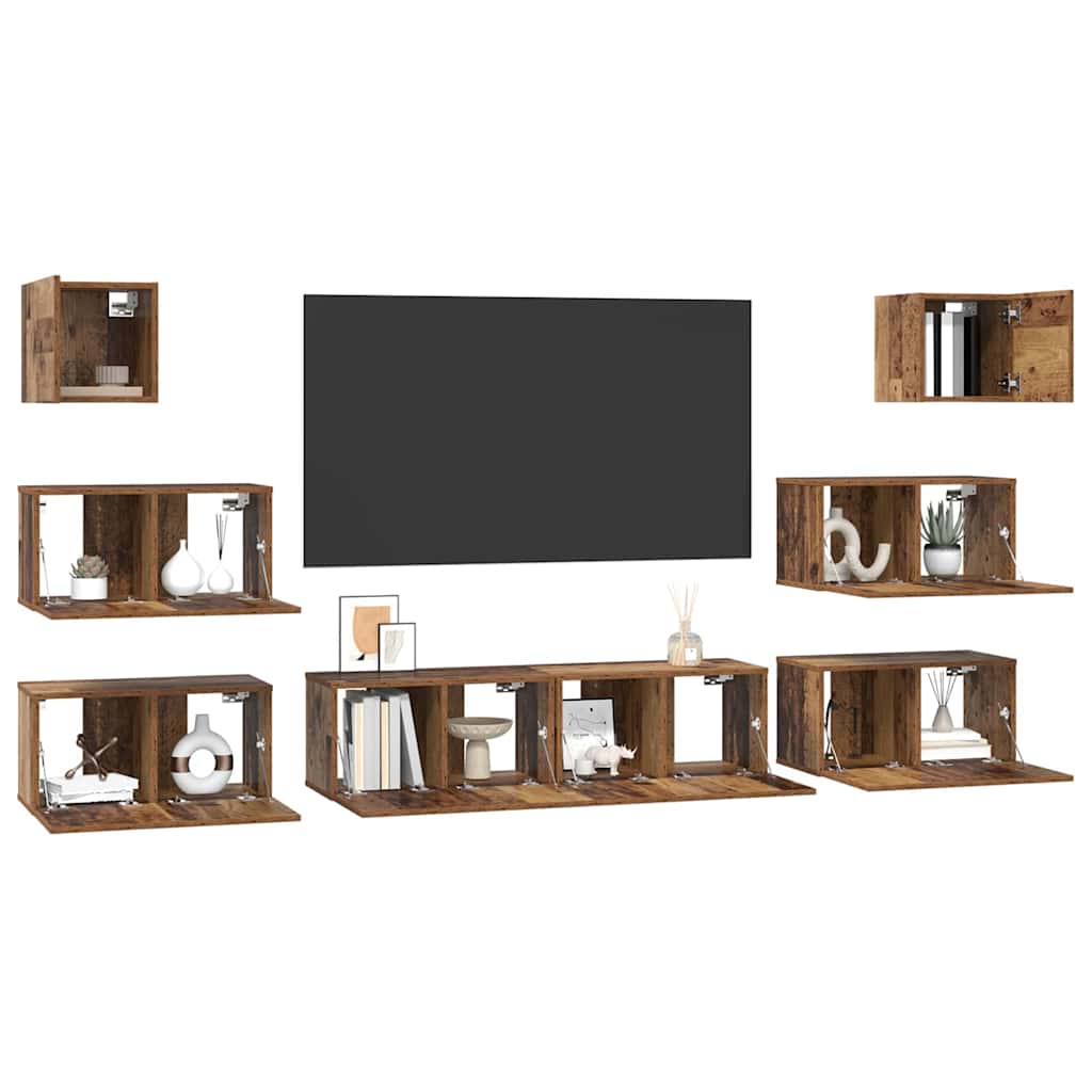 TV Cabinet Set Engineered Wood 8 Old wood 60 cm