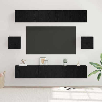 vidaXL TV Cabinet Set 8 pcs Black Oak Engineered Wood 1