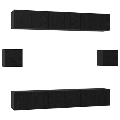 vidaXL TV Cabinet Set 8 pcs Black Oak Engineered Wood 2