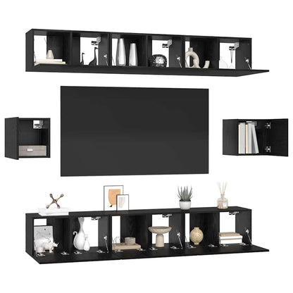 vidaXL TV Cabinet Set 8 pcs Black Oak Engineered Wood 3