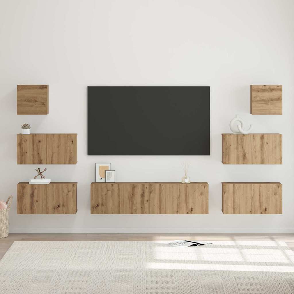 vidaXL TV Cabinet Set Engineered Wood 8 pcs