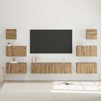 vidaXL TV Cabinet Set Engineered Wood 8 pcs