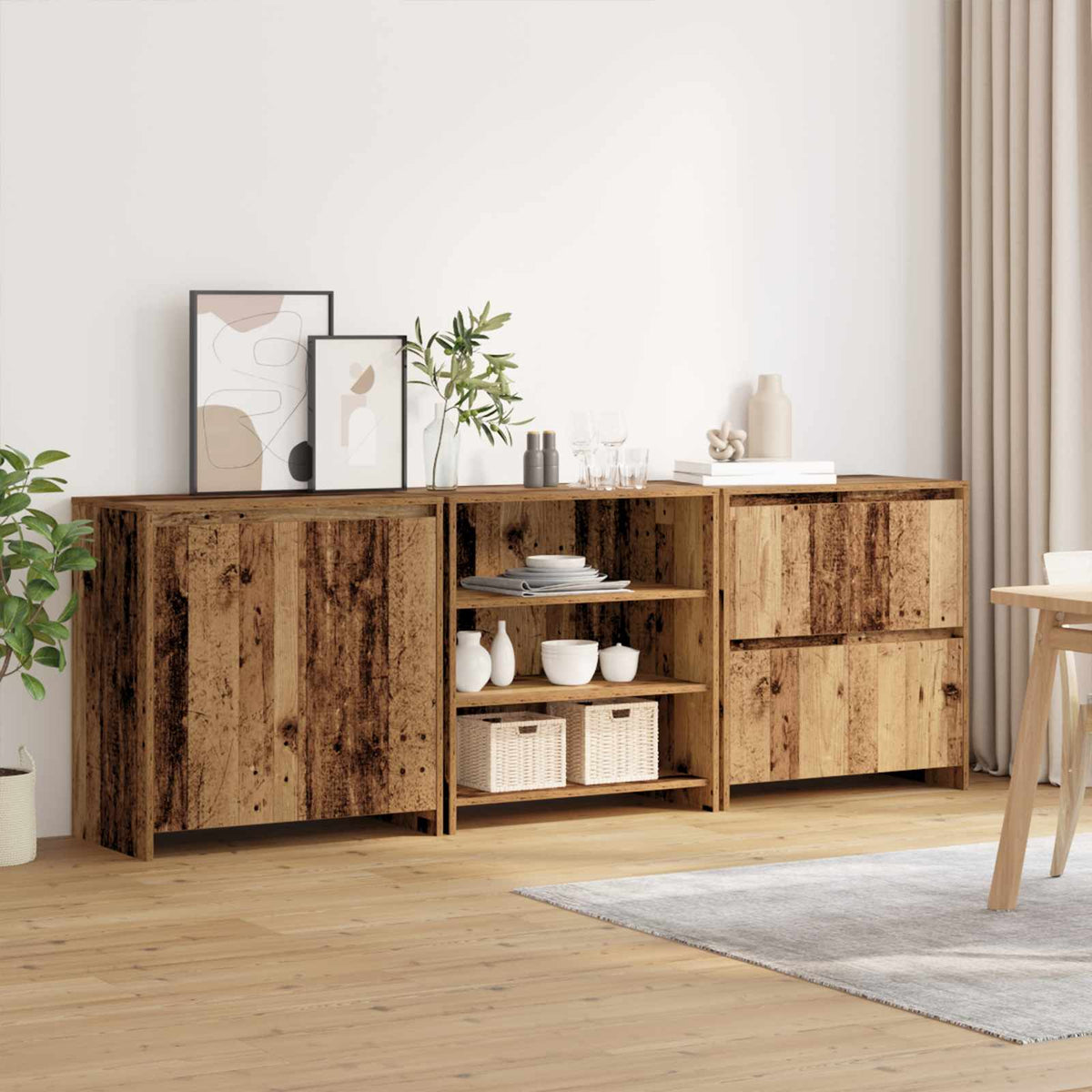 vidaXL Sideboard 3 pcs Old Wood 70 x 41 x 75 cm Engineered Wood 3