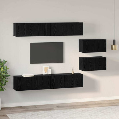 vidaXL TV Cabinet Set 6 pcs Black Oak Engineered Wood 4