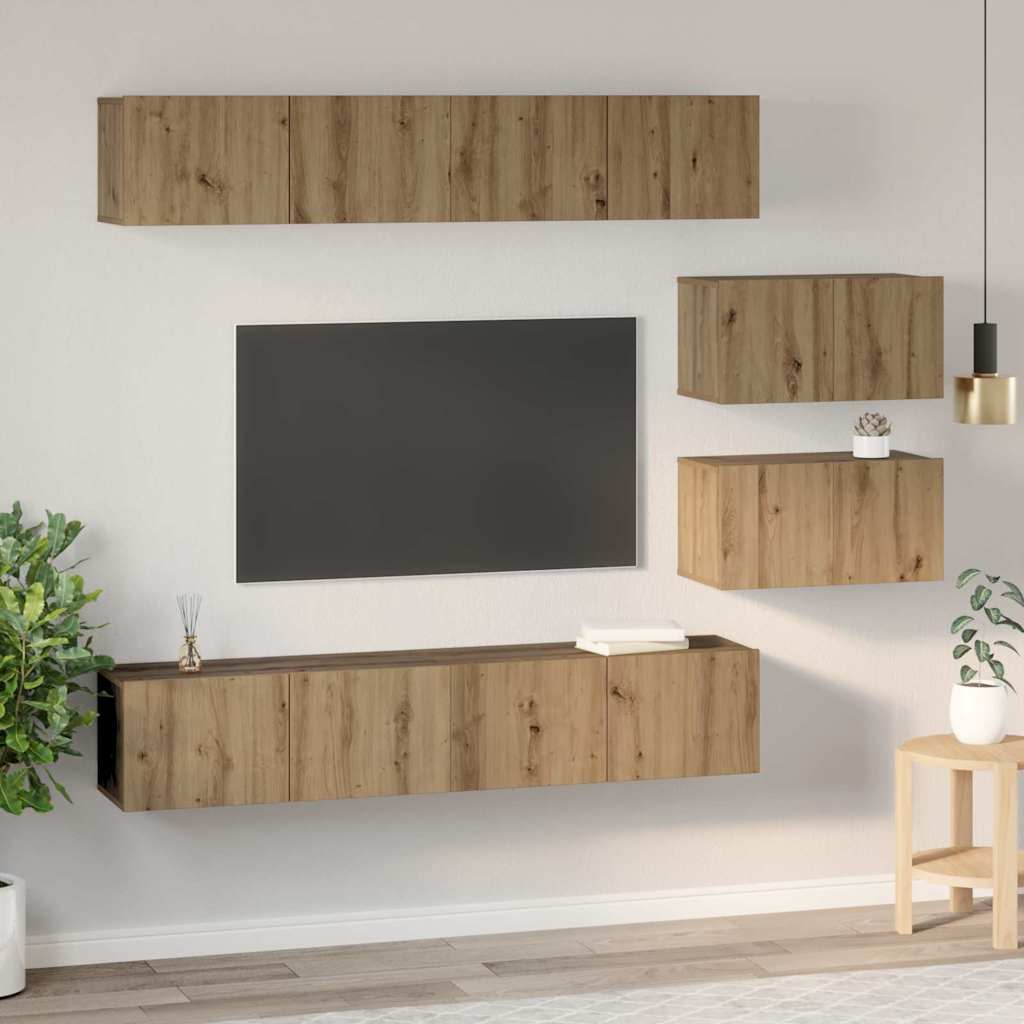vidaXL TV Cabinet Set 6 pcs Artisan Oak Engineered Wood 4
