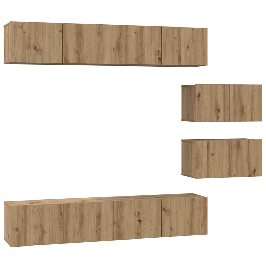 vidaXL TV Cabinet Set 6 pcs Artisan Oak Engineered Wood 2