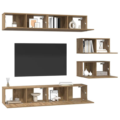 vidaXL TV Cabinet Set 6 pcs Artisan Oak Engineered Wood 3